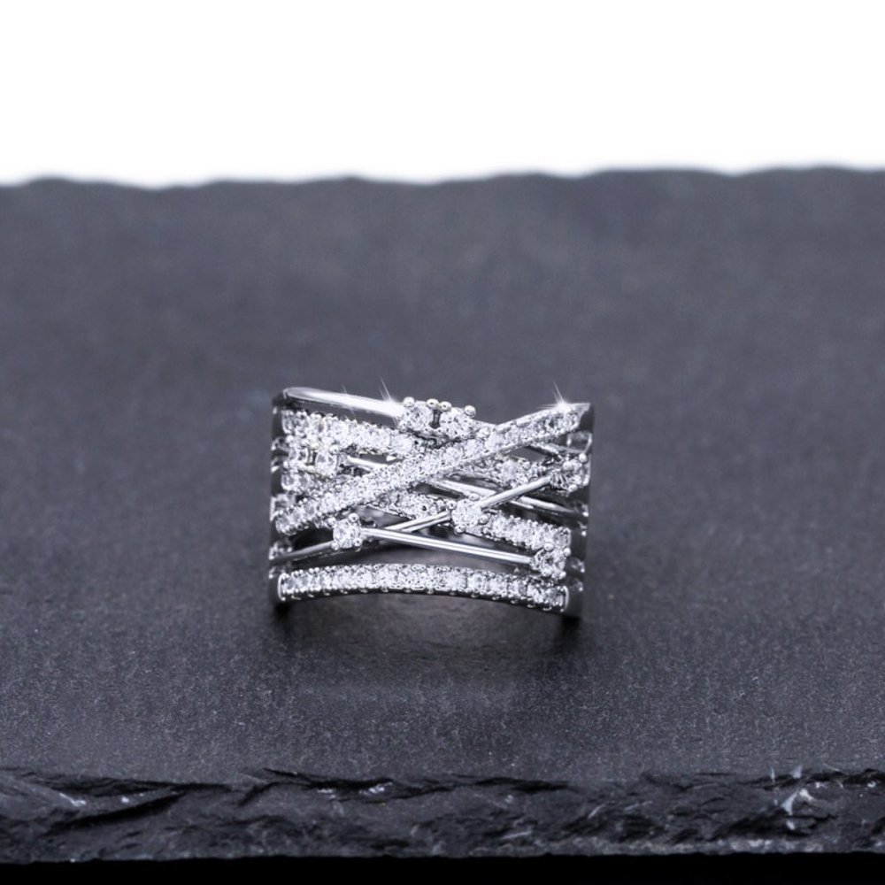 Multi Layer Exquisite Shiny Zircon Stackable Rings for Women, EVGG1310